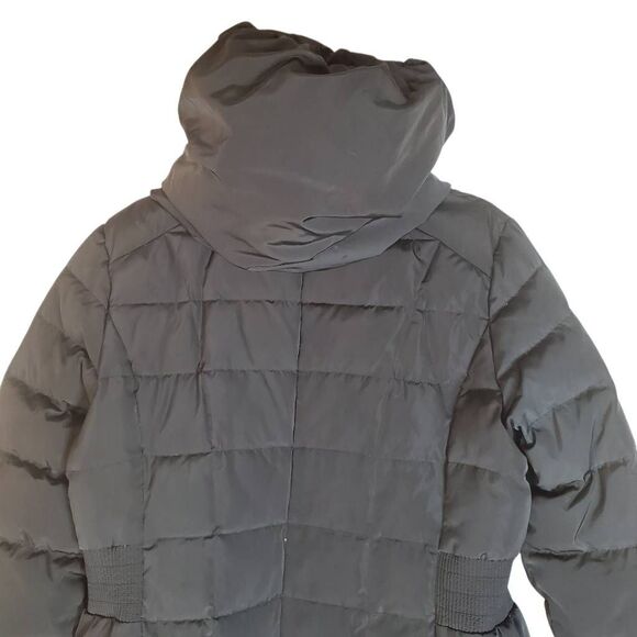 Cole Haan Signature Quilted Hooded Down Mid-Length Taffeta Puffer Coat Black XL - Picture 7 of 16